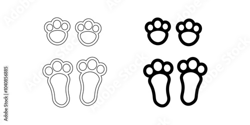 Bunny footprint icon set isolated on white background