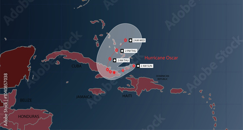 Hurricane Oscar path way and speed statistic.