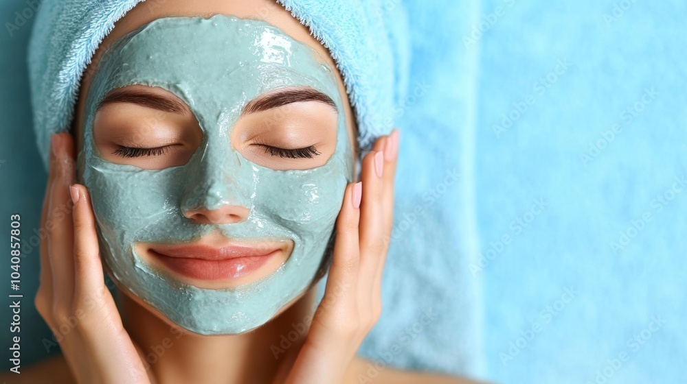 Woman with Relaxing Facial Mask Beauty Spa Treatment Skin Care Routine Woman with Relaxing Facial Mask Beauty Spa Treatment Skin Care Routine