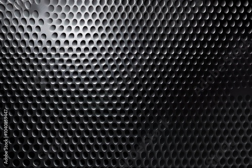 A close up of a black metal surface with many small holes