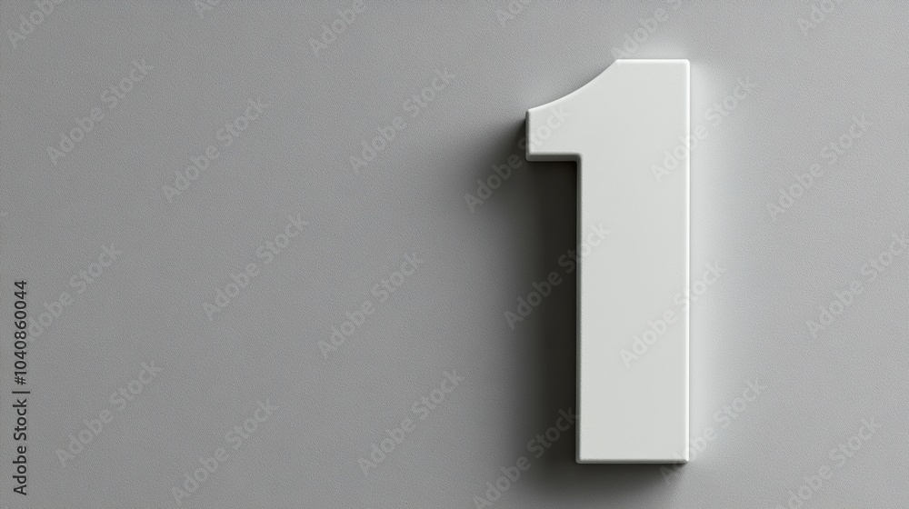 White 3D Number One on Grey Background Simple Minimalist Design White 3D Number One on Grey Background Simple Minimalist Design
