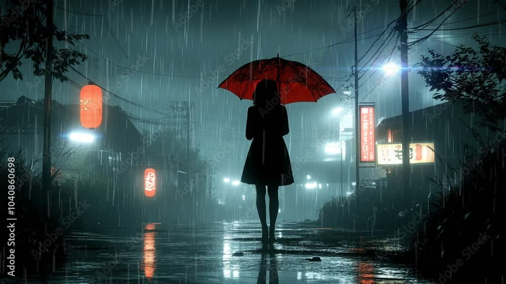 a woman walking at night with very heavy rain video background a woman walking at night with very heavy rain video background