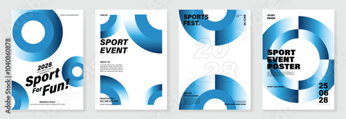 Sport event poster design background vector set. Running sport cover template with vibrant abstract gradient geometric shape. Ideal design for social media, flyer, promotion, card.