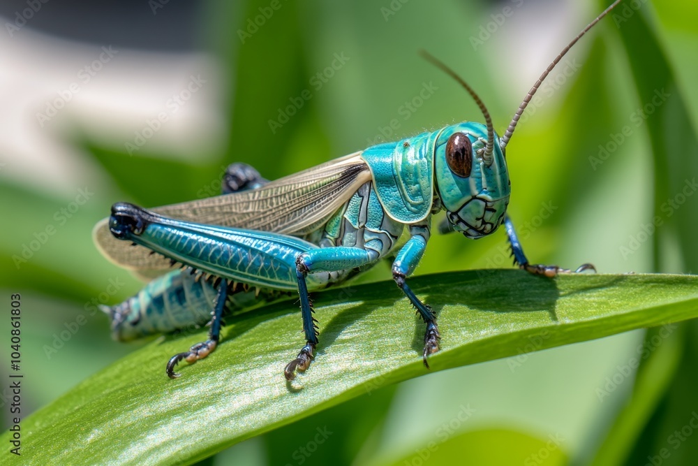 Cricket hiding among blades of grass, with soft shadows and sunlight filtering through Cricket hiding among blades of grass, with soft shadows and sunlight filtering through