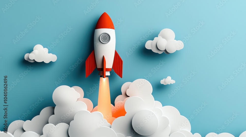 Clean Vector Spacecraft in Sky with Clouds Clean Vector Spacecraft in Sky with Clouds