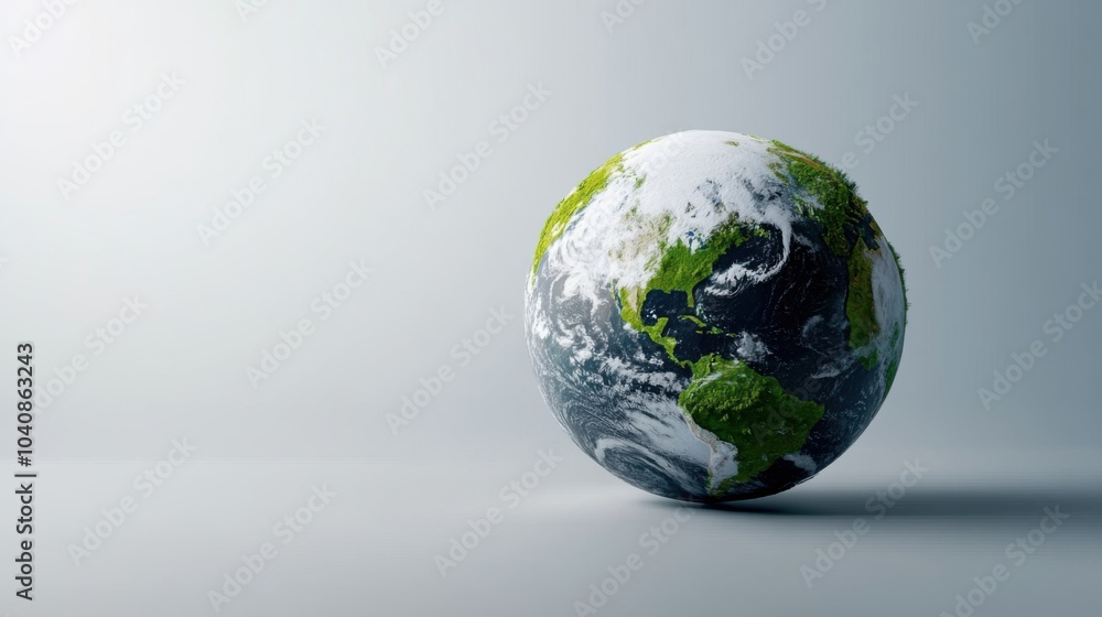 Global Earth with Greenery and Neutral Background