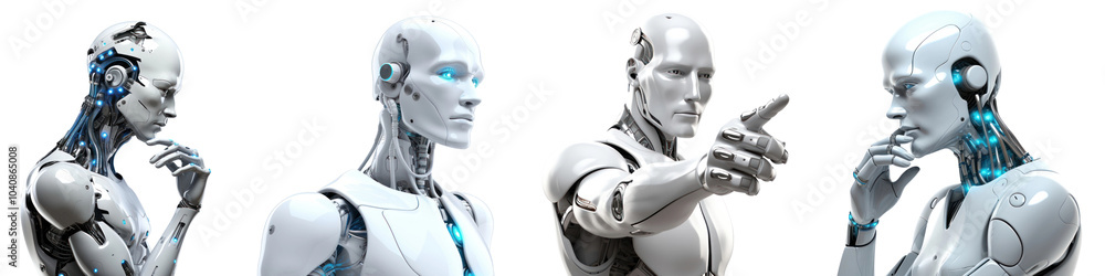 Humanoid robot png cut out element set Humanoid robot png cut out element set