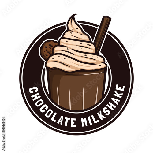 Chocolate milkshake logo drawing design