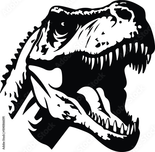 Black silhouette of Tyrannosaurus rex head