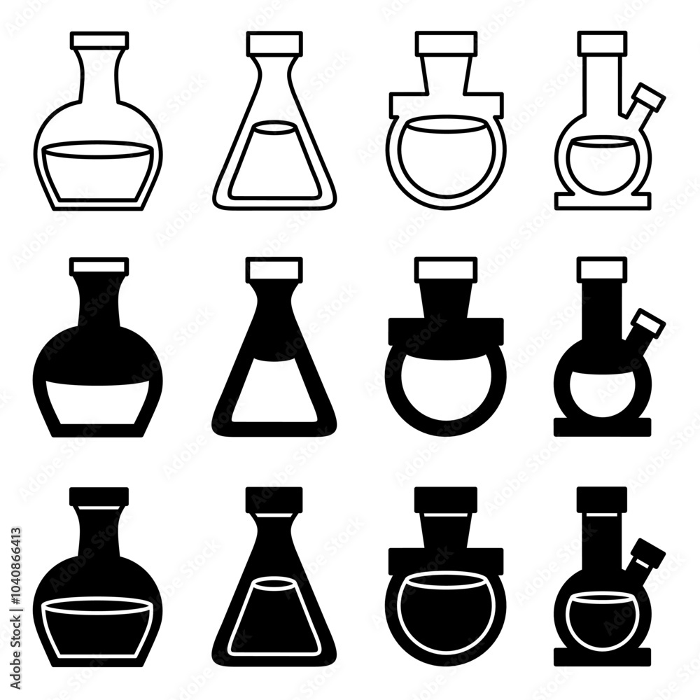 Beaker icon illustration collection. Design icon for business. Stock vector. Beaker icon illustration collection. Design icon for business. Stock vector.