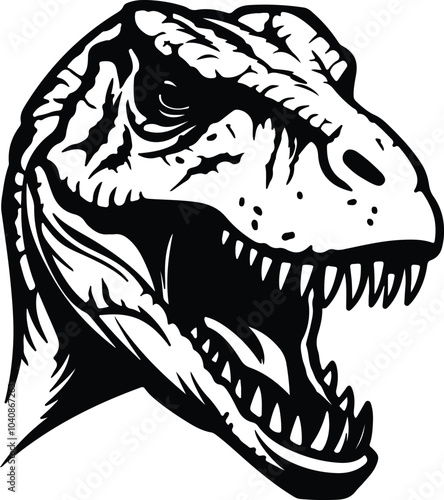 Black silhouette of Velociraptor head