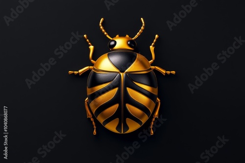 Minimalist silhouette of a beetle, featuring bold, simple shapes with muted tones photo