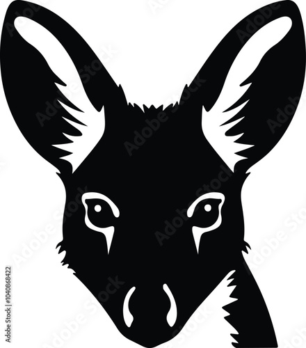 Black silhouette of wallaby head