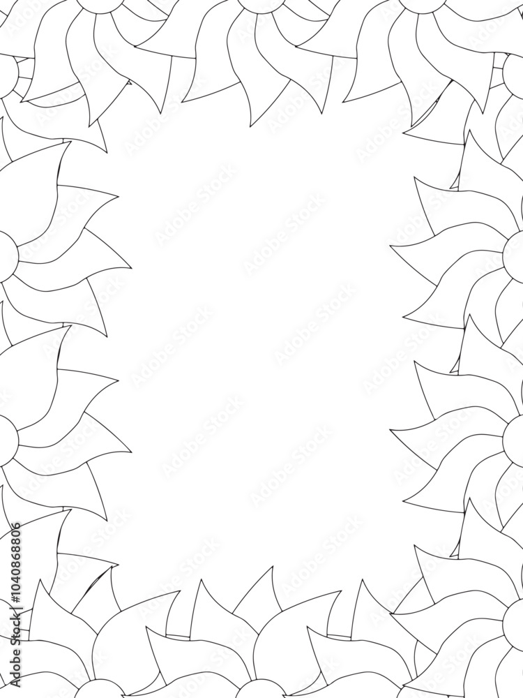 Fototapeta premium All these designs are hand-drawn and unique Flower Border is a Beautiful black and white illustration for adult coloring book, This is a printable Beautiful Zentangle Coloring page for KDP Interior,