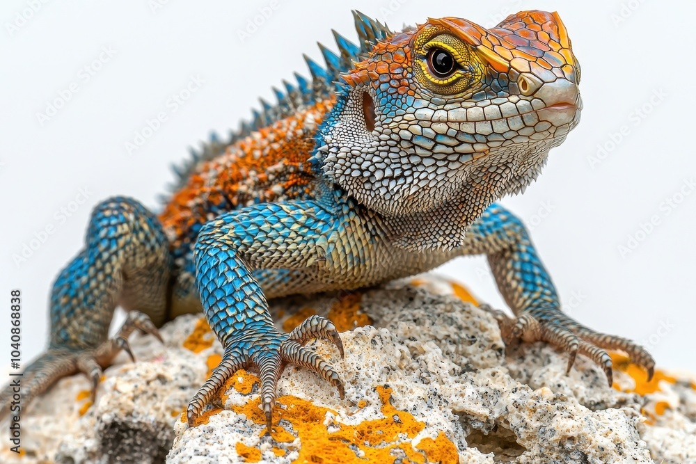 Obraz premium Colorful Lizard with Long Tail on Bright Surface