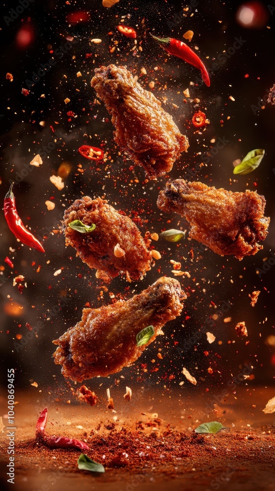 Crispy Fried Chicken With Spices and Seasonings Crispy Fried Chicken With Spices and Seasonings