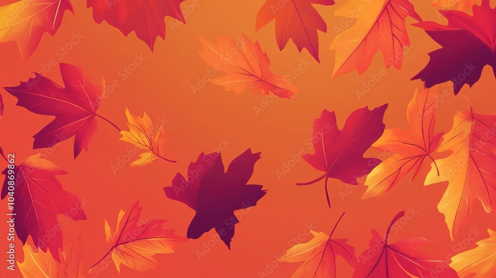 A vibrant autumn scene with colorful falling leaves in shades of orange, red, and yellow. The illustration captures the essence of fall, with leaves swirling through the air in a soft breeze, A vibrant autumn scene with colorful falling leaves in shades of orange, red, and yellow. The illustration captures the essence of fall, with leaves swirling through the air in a soft breeze,