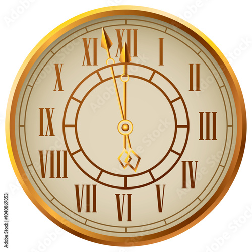 Vector image of a clock icon with Roman numerals on a white background