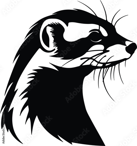 Black silhouette of weasel head