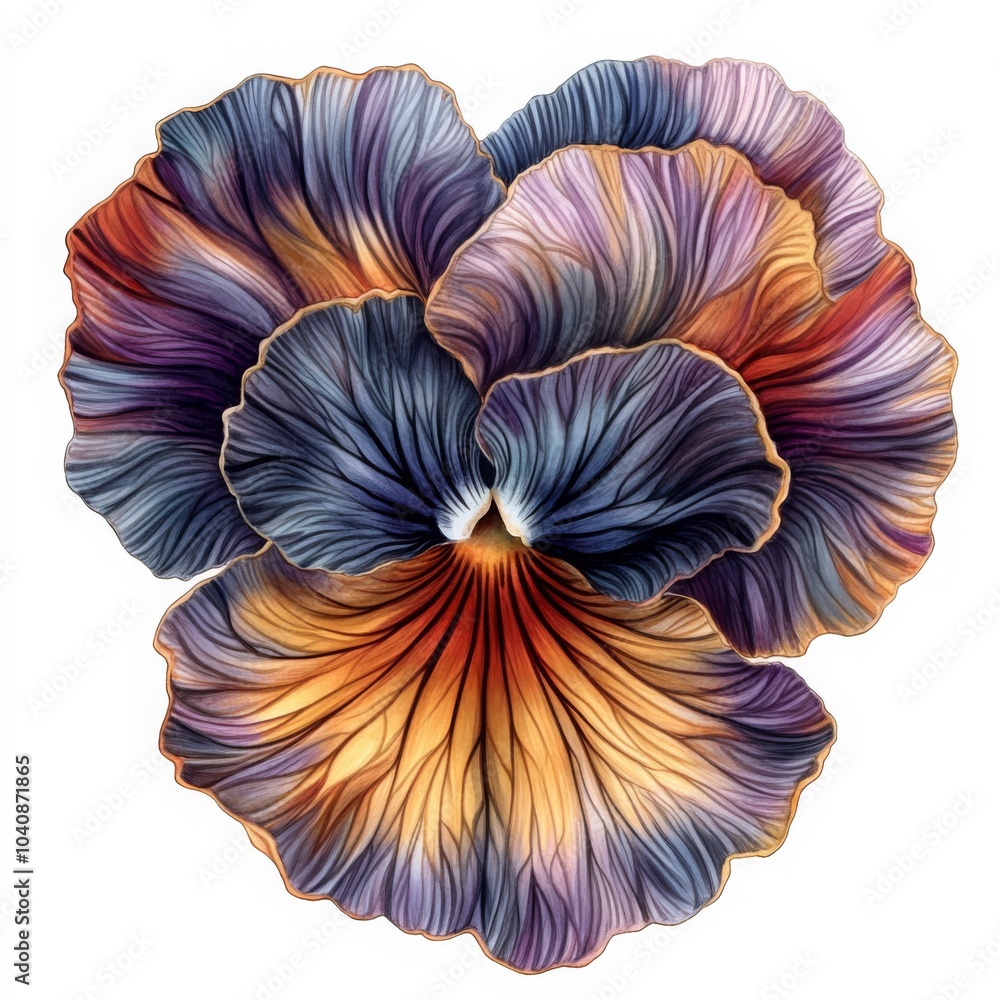Detailed Illustration of Velvety Pansy Flower Detailed Illustration of Velvety Pansy Flower