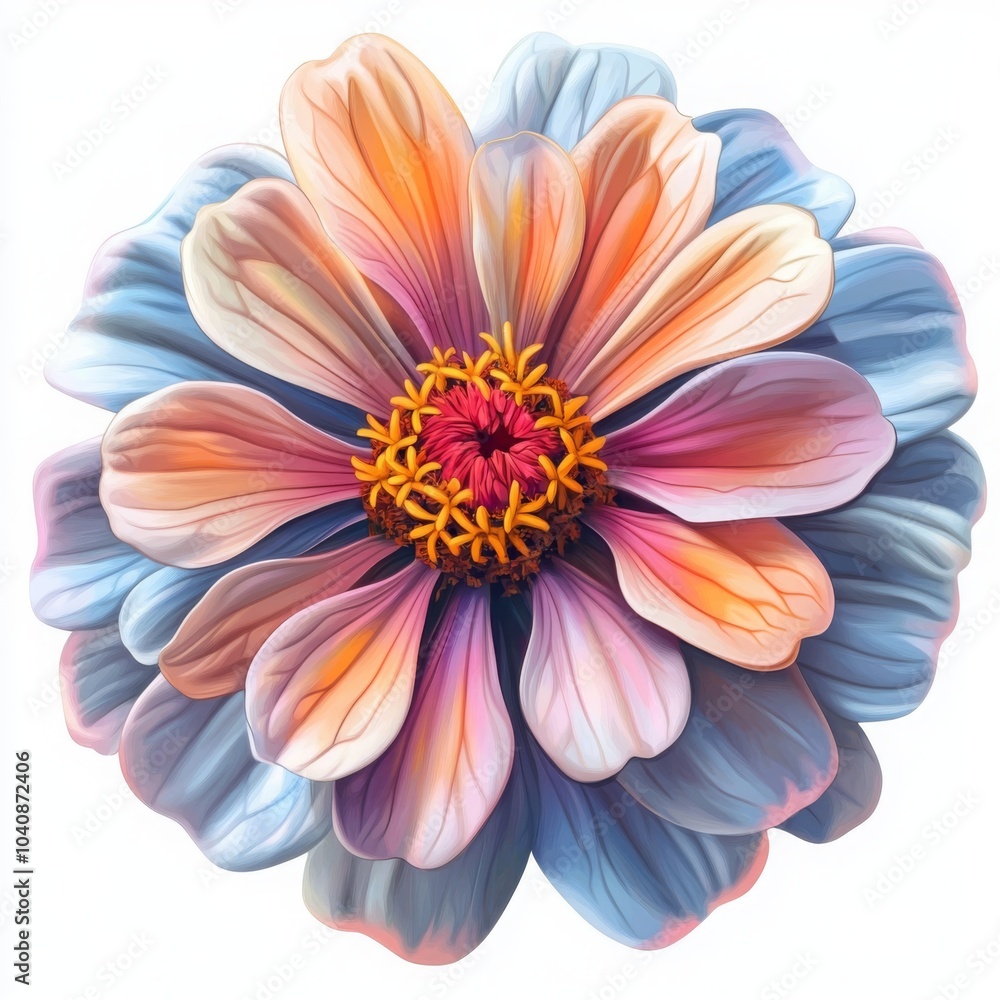 Vibrant Zinnia Flower Illustration in Detail Vibrant Zinnia Flower Illustration in Detail