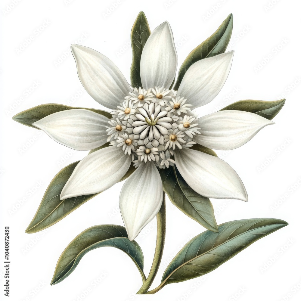 Fototapeta premium Detailed Illustration of Edelweiss Flower