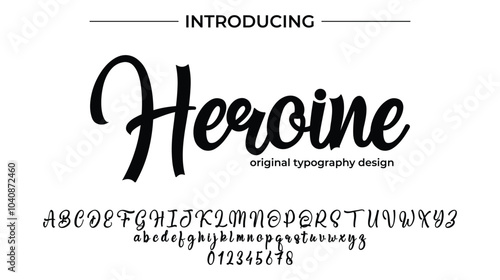 Heroine Font Stylish brush painted an uppercase vector letters, alphabet, typeface