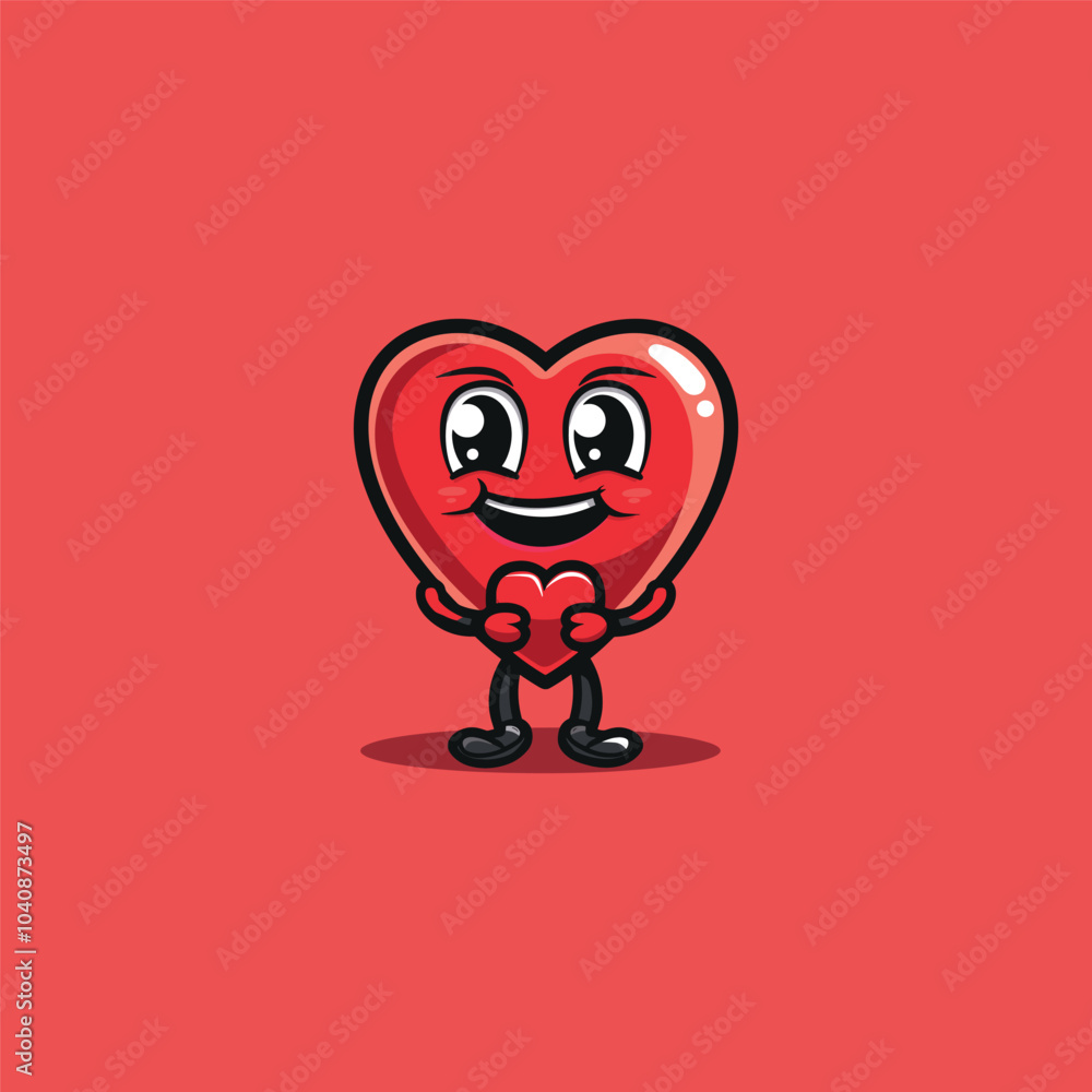 Fototapeta premium Cute heart has big eyes and mouth logo icon design template flat vector illustration