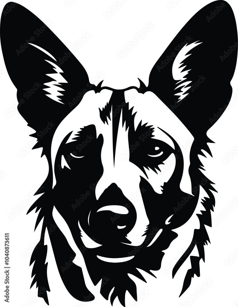 Obraz premium Black silhouette of wild dog head