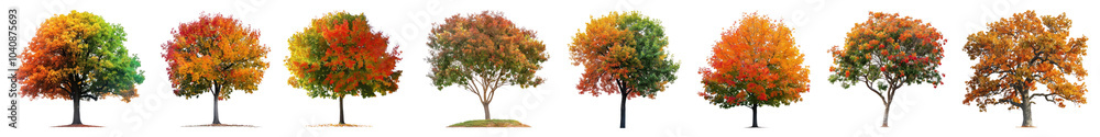 Naklejka premium Yellow autumn tree png cut out element set