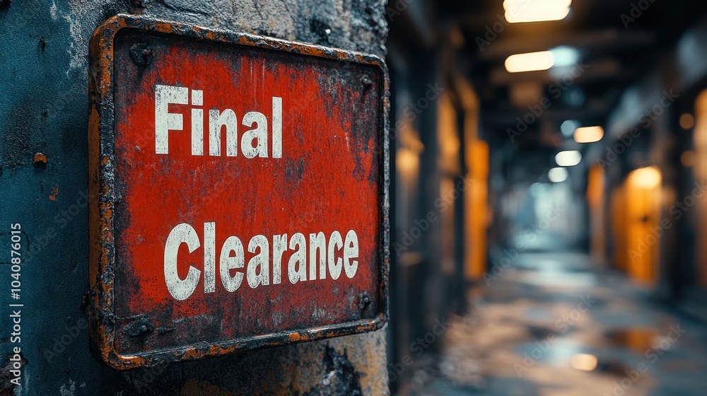 A rusty red sign with white letters reading A rusty red sign with white letters reading
