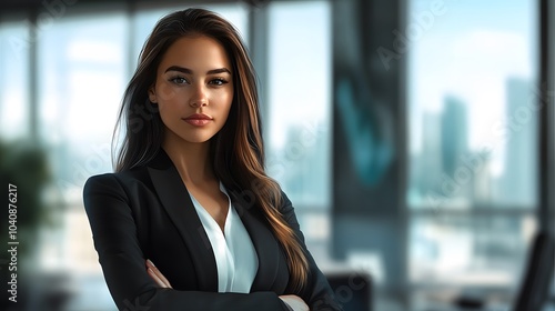 Free Download Portrait of a young business woman in an office.  - GFXLoad