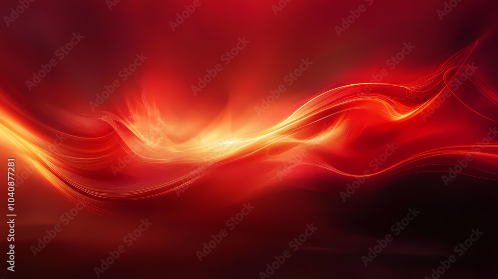 Fiery Abstract Light Wave, Dynamic Flowing Streaks in Red and Orange, Vivid Gradient Background for Creative and Digital Design Projects