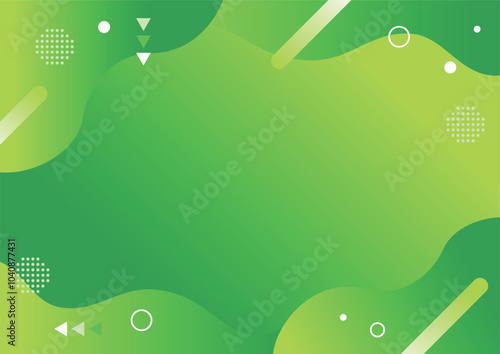 ポップな幾何学図形のグラデーション背景壁紙フレーム(緑)