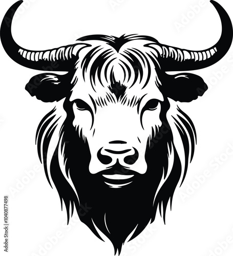 Black silhouette of yak head