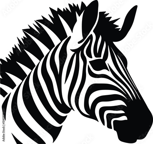 Black silhouette of zebra head