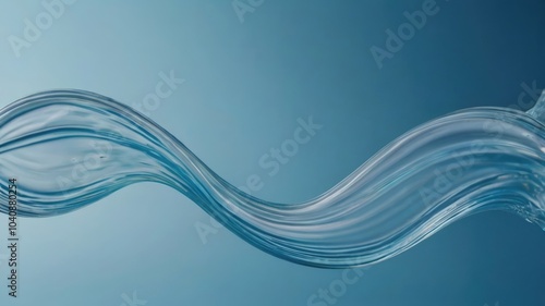 Wallpaper Mural Graceful Flow - Elegant Transparent Water Wave on Blue Background Torontodigital.ca