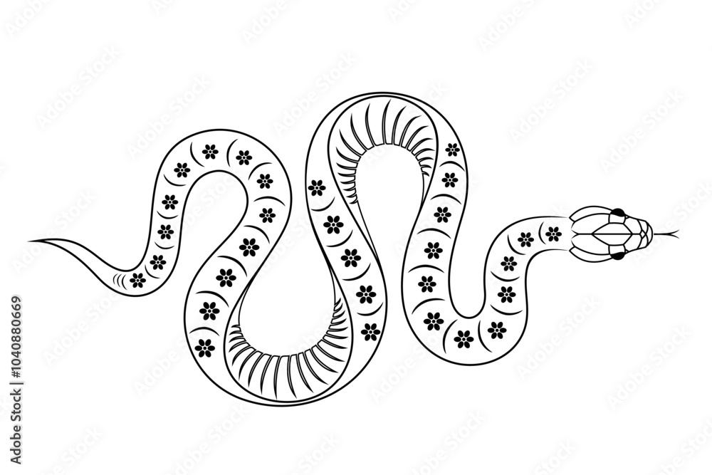 Snake vector. Chinese New Year 2025 elements, Tatto, Stencil. Snake vector. Chinese New Year 2025 elements, Tatto, Stencil.