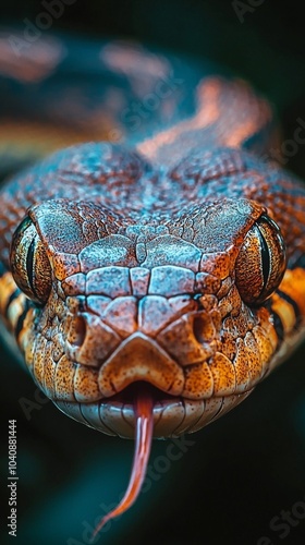 Close-up of Snake with Colorful Scales photo