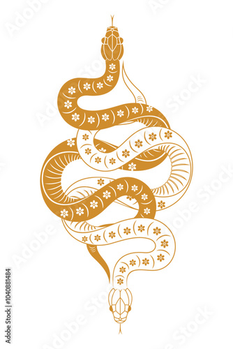 Snake vector. Chinese New Year 2025 elements, Tatto, Stencil. photo