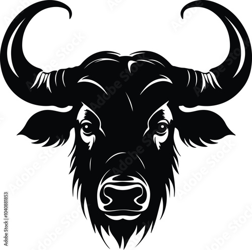 Black silhouette of cape buffalo head