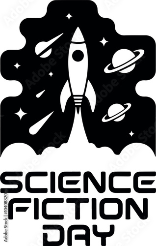 science fiction day silhouette logo vector art style 