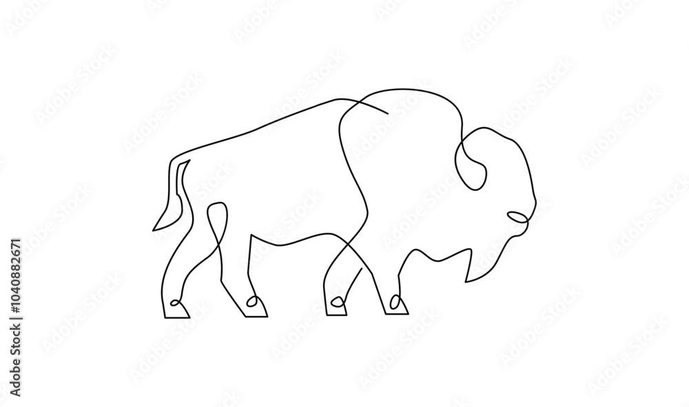 Bison line continuous single line simple illustration art Bison line continuous single line simple illustration art