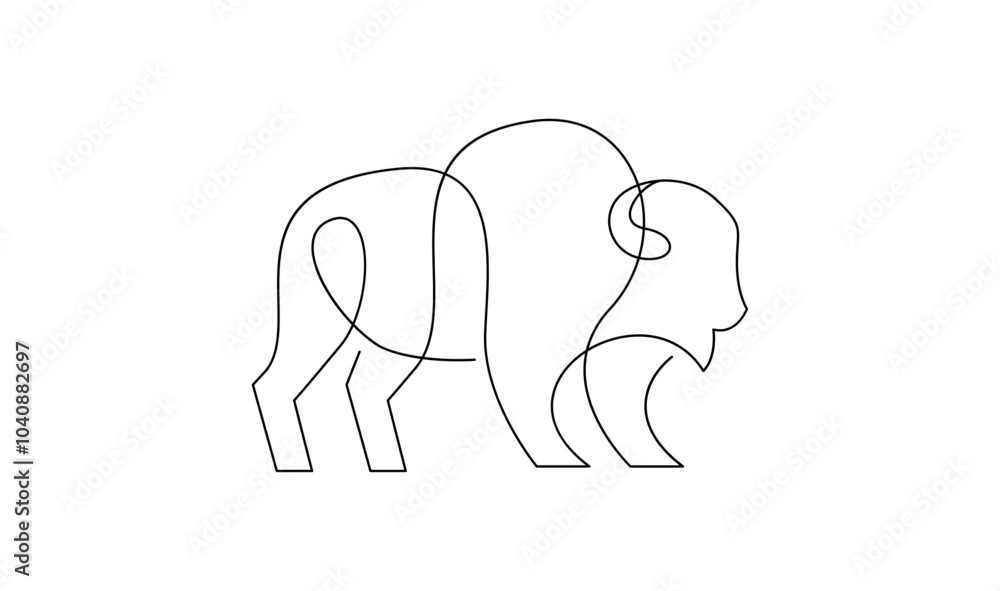 Fototapeta premium Bison line continuous single line simple illustration art