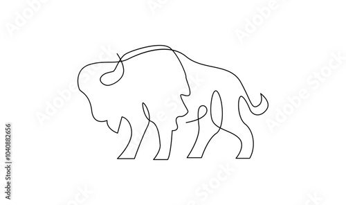 Bison line continuous single line simple illustration art