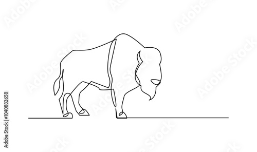 Bison line continuous single line simple illustration art