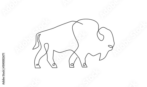 Bison line continuous single line simple illustration art