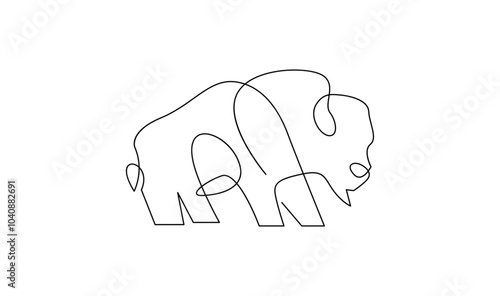 Bison line continuous single line simple illustration art