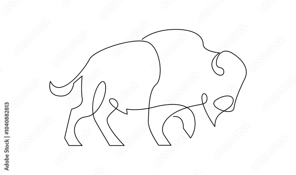 Bison line continuous single line simple illustration art Bison line continuous single line simple illustration art