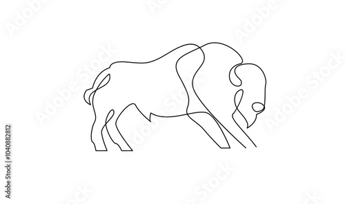 Bison line continuous single line simple illustration art